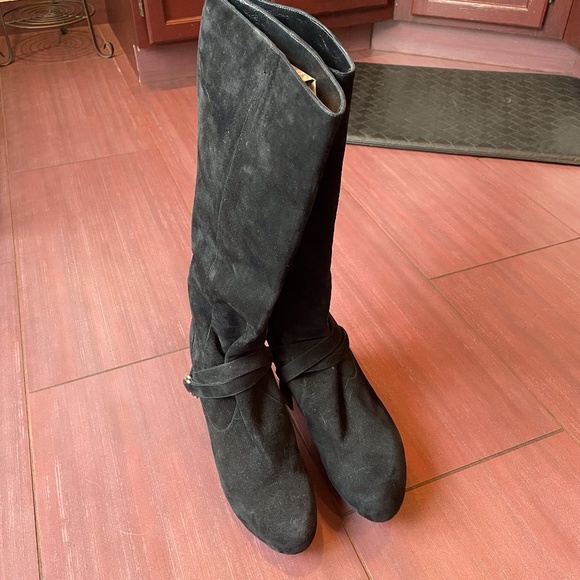 Loeffler Randall tall suede boots with ankle strap - Picture 2 of 8